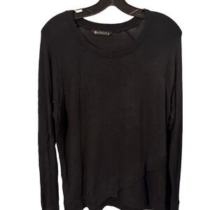 Athleta Criss Cross Long Sleeve Black Pullover Sweatshirt Top S